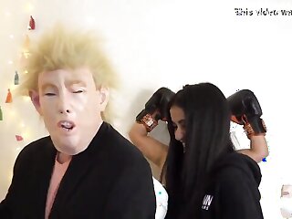 Two Asian actresses surprise Trump with a donkey punch in this feminist video