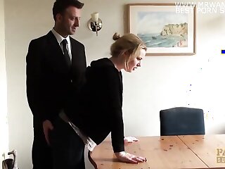 Amber West, a blonde British sub, gets pounded in doggystyle style
