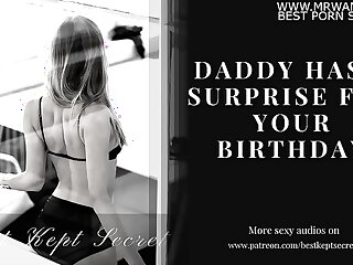 Daddy's surprise for his birthday girl: sensual nipple play